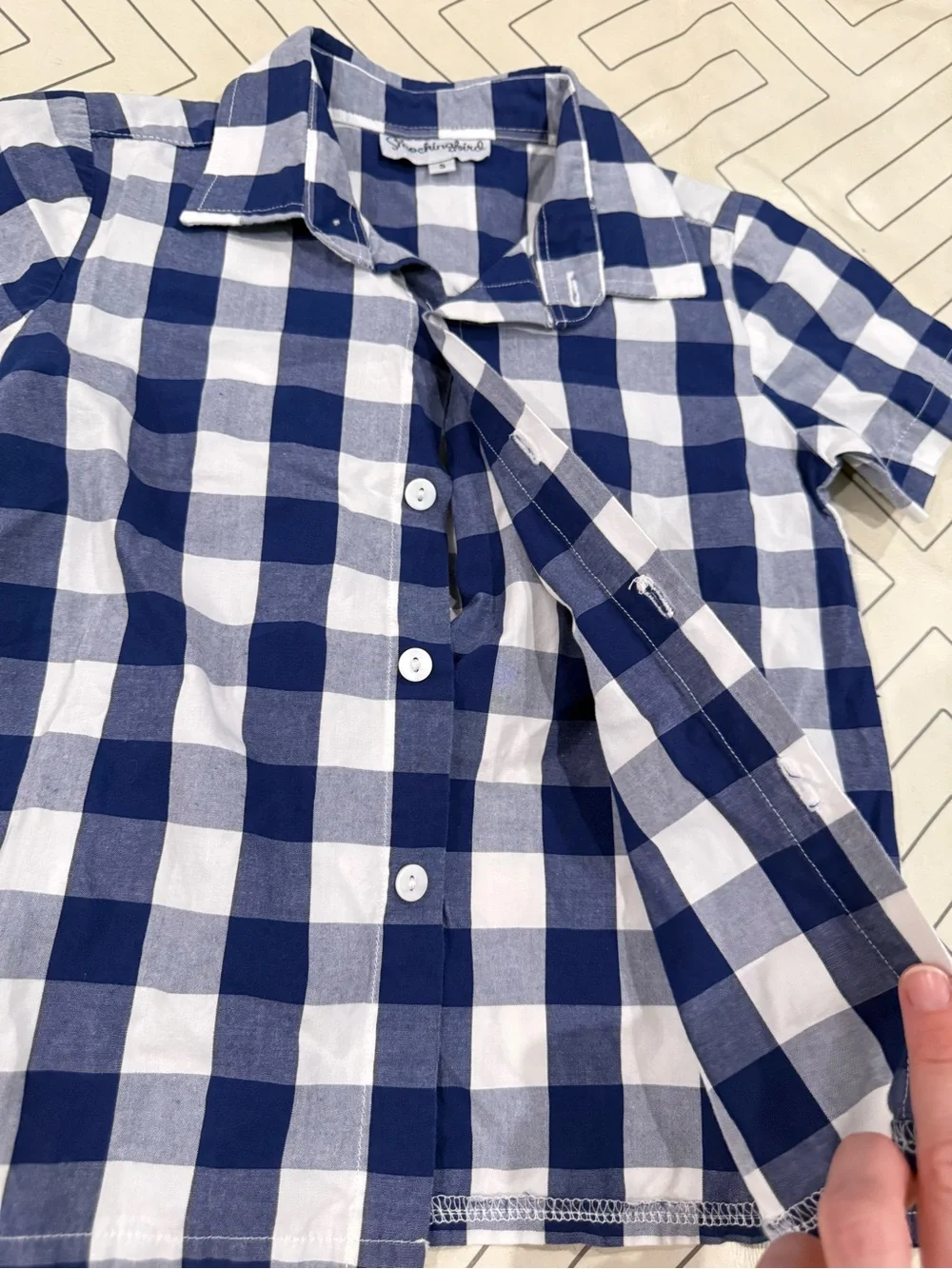 Smockingbird Navy & White Check Short-Sleeve Button Down